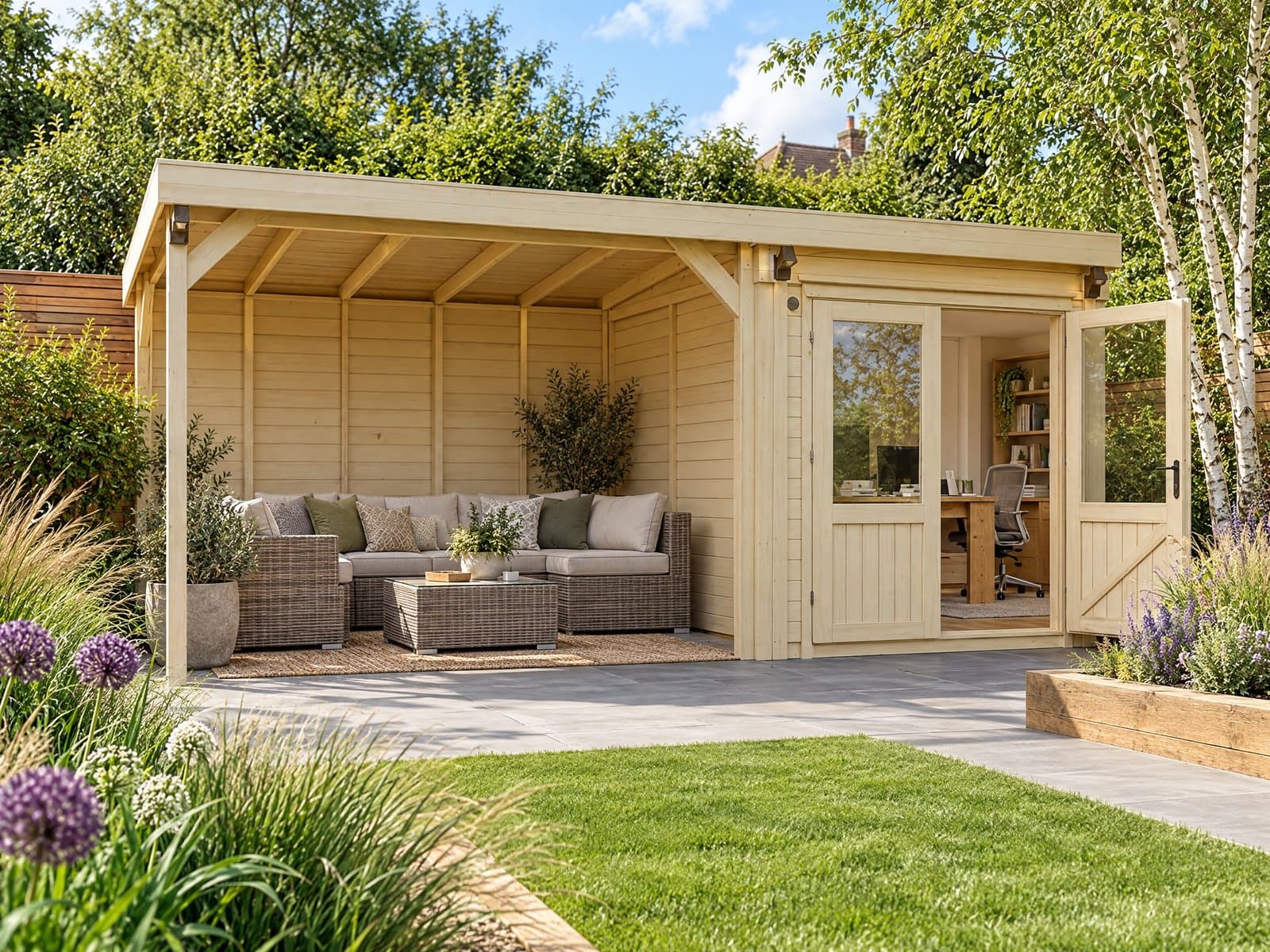 The Paradise with Canopy 5.5 x 2.5m insulated garden room from Garden Rooms for Sale